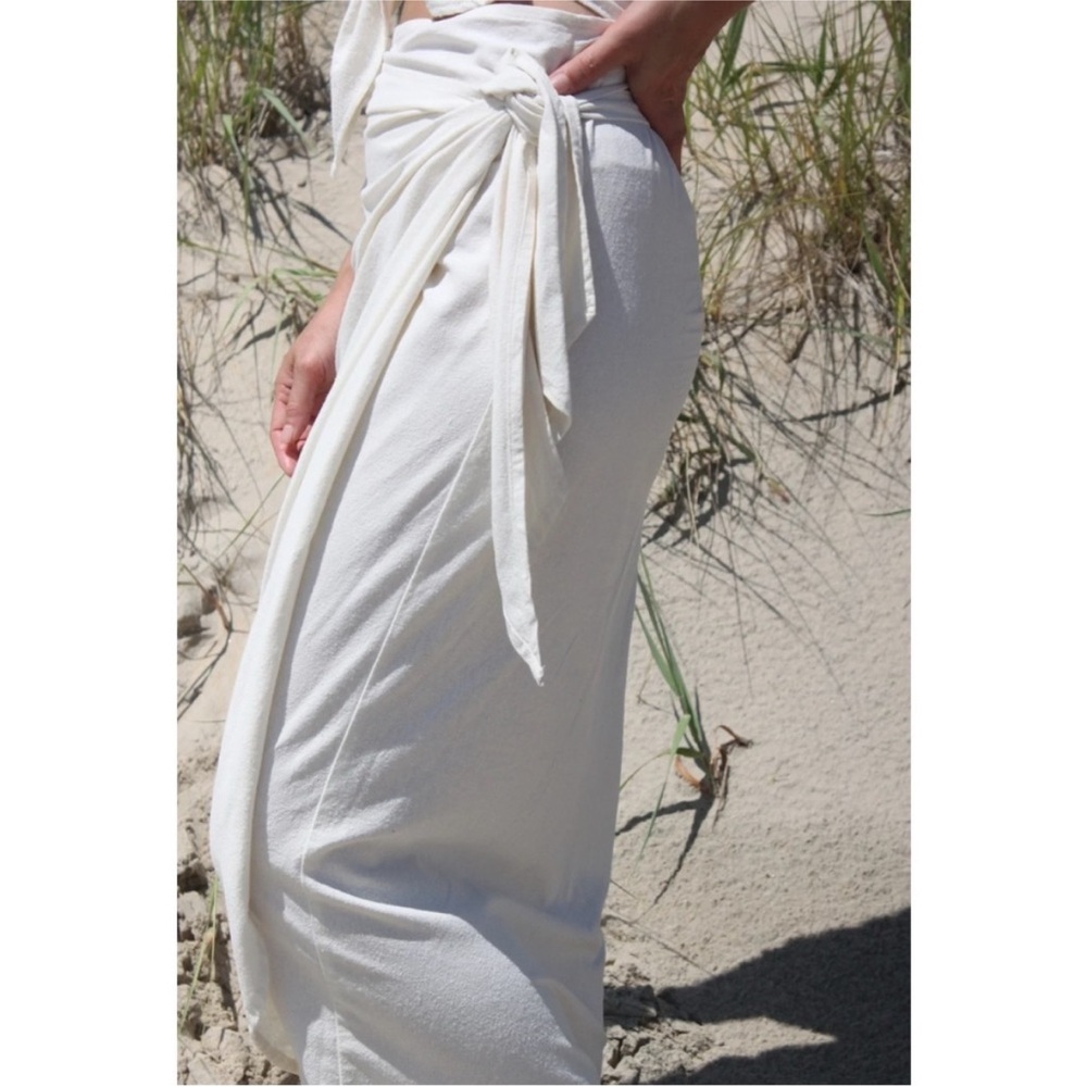 Na Nin raw silk, Tan Maxi Wrap Skirt - Picture 10 of 12